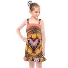 Awesome Heart On A Pentagram With Skulls Kids  Overall Dress by FantasyWorld7