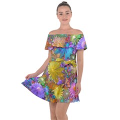 Apo Flower Power  Off Shoulder Velour Dress by WolfepawFractals