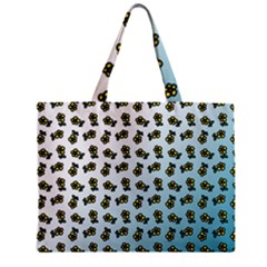 Blue Gradient Flower Zipper Mini Tote Bag