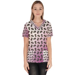 Magenta Gradient Flower Women s V-neck Scrub Top by snowwhitegirl