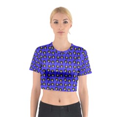 Retro Girl Daisy Chain Pattern Blue Cotton Crop Top by snowwhitegirl