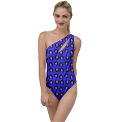 Retro Girl Daisy Chain Pattern Blue To One Side Swimsuit