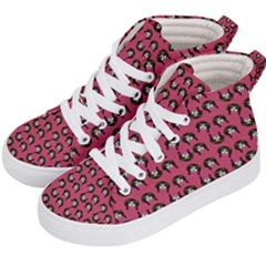 Retro Girl Daisy Chain Pattern Pink Kids  Hi-top Skate Sneakers by snowwhitegirl