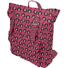 Retro Girl Daisy Chain Pattern Pink Buckle Up Backpack by snowwhitegirl