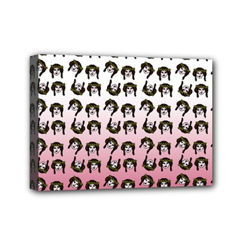 Retro Girl Daisy Chain Pattern Mini Canvas 7  X 5  (stretched) by snowwhitegirl