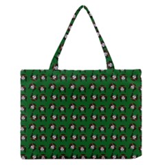 Retro Girl Daisy Chain Pattern Green Zipper Medium Tote Bag