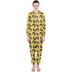 Retro Girl Daisy Chain Pattern Yellow Hooded Jumpsuit (ladies)  by snowwhitegirl