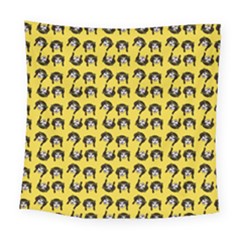 Retro Girl Daisy Chain Pattern Yellow Square Tapestry (large)
