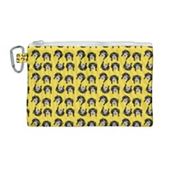 Retro Girl Daisy Chain Pattern Yellow Canvas Cosmetic Bag (large) by snowwhitegirl