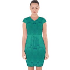 Love To One Color To Love Green Capsleeve Drawstring Dress  by pepitasart