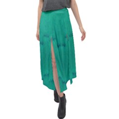 Love To One Color To Love Green Velour Split Maxi Skirt by pepitasart