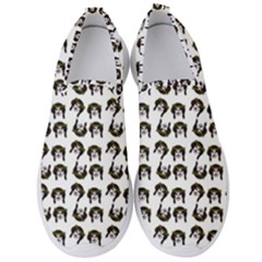 Retro Girl Daisy Chain Pattern White Men s Slip On Sneakers