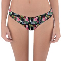 Vintage Can Floral Reversible Hipster Bikini Bottoms by snowwhitegirl