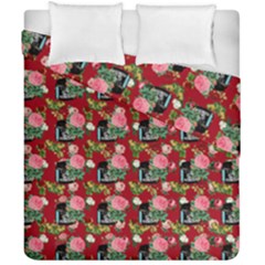 Vintage Can Floral Red Duvet Cover Double Side (california King Size)