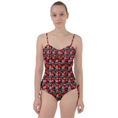 Vintage Can Floral Red Sweetheart Tankini Set by snowwhitegirl