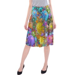 Apo Flower Power Midi Beach Skirt by WolfepawFractals