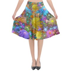 Apo Flower Power Flared Midi Skirt