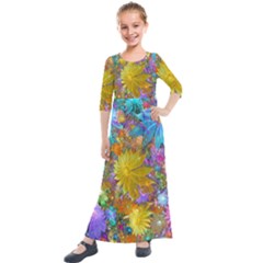 Apo Flower Power Kids  Quarter Sleeve Maxi Dress