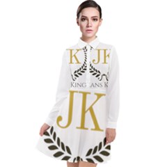 Jk Logo Square Long Sleeve Chiffon Shirt Dress