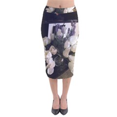 Tulips 1 1 Velvet Midi Pencil Skirt by bestdesignintheworld