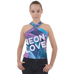 Neon Love Back Neon Love Front Cross Neck Velour Top by Lovemore