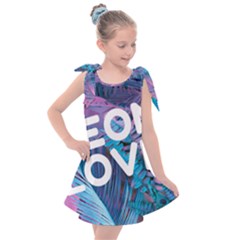 Neon Love Back Neon Love Front Kids  Tie Up Tunic Dress