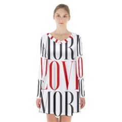 More Love More Long Sleeve Velvet V-neck Dress by Lovemore