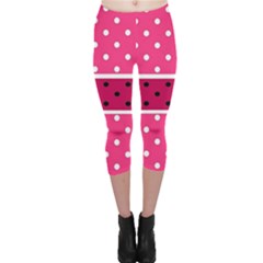 Polka Dots Two Times 2 Black Capri Leggings  by impacteesstreetwearten