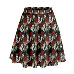 Vintage Hippie Girl Pattern Black High Waist Skirt by snowwhitegirl