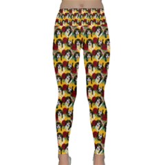 Vintage Hippie Girl Pattern Yellow Lightweight Velour Classic Yoga Leggings by snowwhitegirl