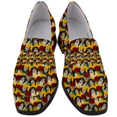 Vintage Hippie Girl Pattern Yellow Women s Chunky Heel Loafers by snowwhitegirl