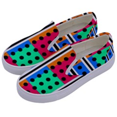 Polka Dots Two Times 5 Black Kids  Canvas Slip Ons by impacteesstreetwearten