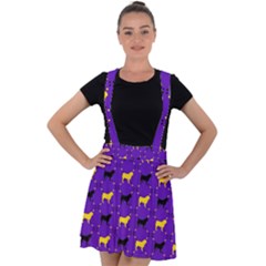 Elegant Pugs Velvet Suspender Skater Skirt