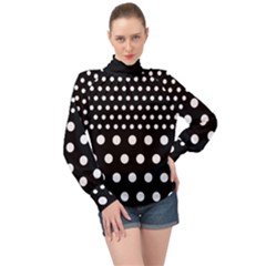 Polka Dots Two Times 11 Black High Neck Long Sleeve Chiffon Top by impacteesstreetwearten