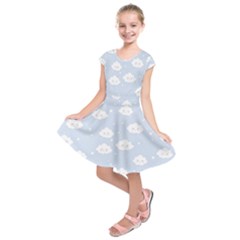 Kawaii Cloud Pattern Kids  Short Sleeve Dress