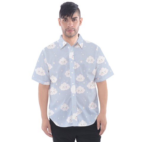 Kawaii Cloud Pattern Men s Short Sleeve Shirt by Valentinaart