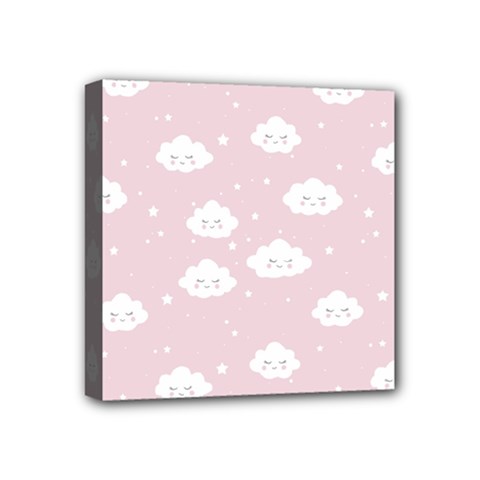 Kawaii cloud pattern Mini Canvas 4  x 4  (Stretched)