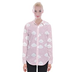 Kawaii cloud pattern Womens Long Sleeve Shirt