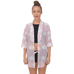 Kawaii cloud pattern Open Front Chiffon Kimono