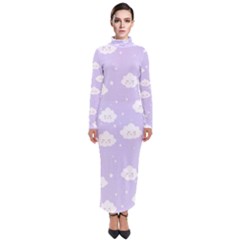 Kawaii Cloud Pattern Turtleneck Maxi Dress