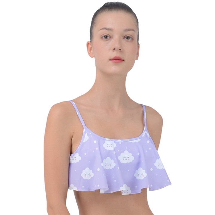 Kawaii cloud pattern Frill Bikini Top