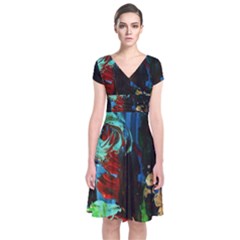 Night 1 2 Short Sleeve Front Wrap Dress by bestdesignintheworld