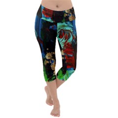 Night 1 2 Lightweight Velour Capri Yoga Leggings by bestdesignintheworld