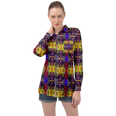 Abstract 34 Long Sleeve Satin Shirt by ArtworkByPatrick