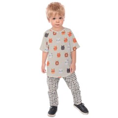 Cat Faces Pattern Kids  Raglan Tee