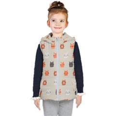 Cat Faces Pattern Kids  Hooded Puffer Vest by Vaneshart