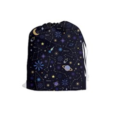 Starry Night  Space Constellations  Stars  Galaxy  Universe Graphic  Illustration Drawstring Pouch (large) by Vaneshart