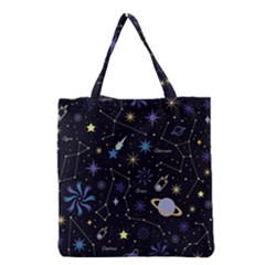 Starry Night  Space Constellations  Stars  Galaxy  Universe Graphic  Illustration Grocery Tote Bag