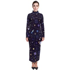 Starry Night  Space Constellations  Stars  Galaxy  Universe Graphic  Illustration Turtleneck Maxi Dress by Vaneshart