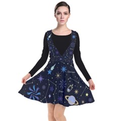 Starry Night  Space Constellations  Stars  Galaxy  Universe Graphic  Illustration Plunge Pinafore Dress by Vaneshart